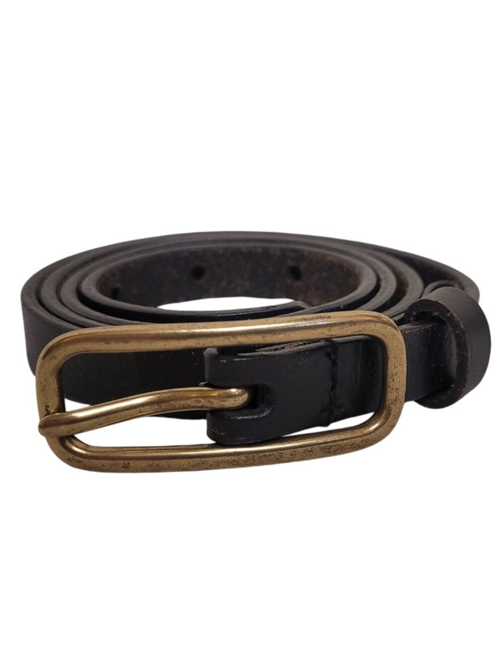 Vintage 90s/Y2K Black Leather Belt Brass Hardware EXPRESS women's small
